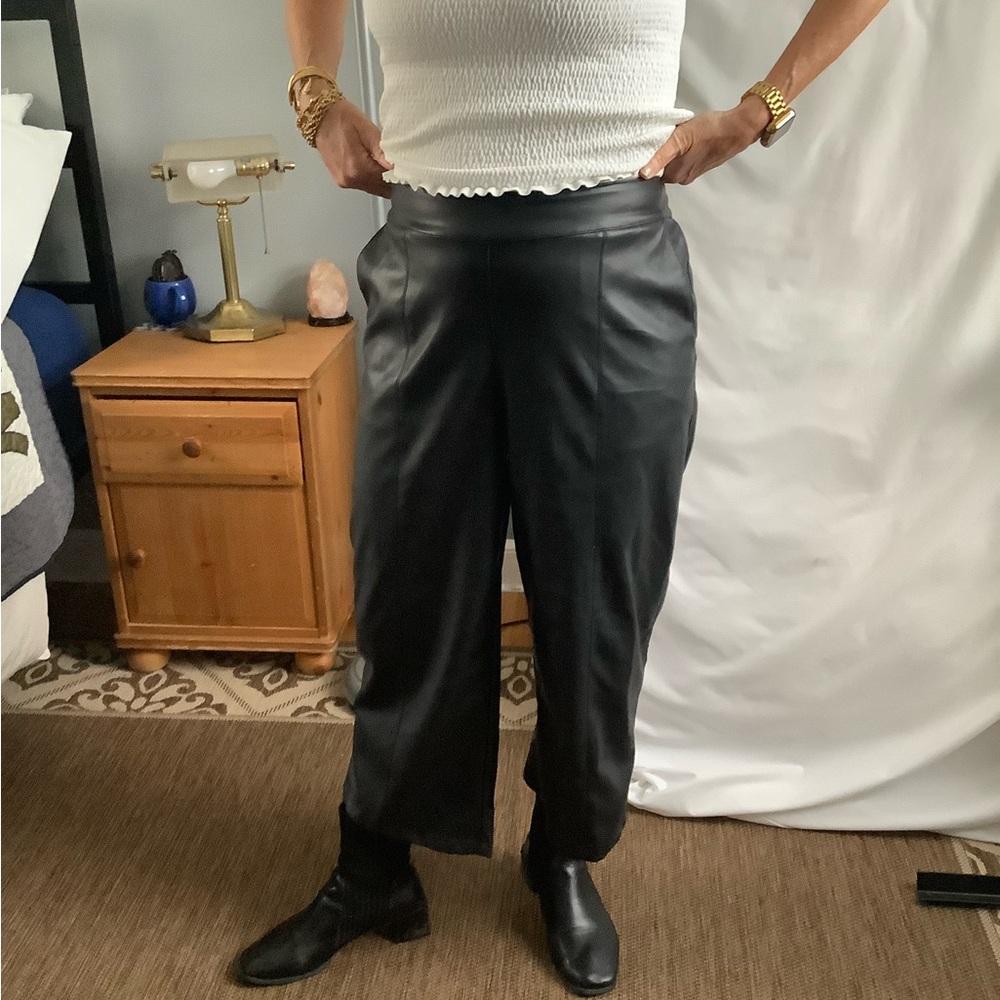 Nicole Miller cropped vegan leather pants
